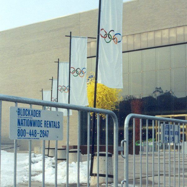 Blockader Steel barricades at salt lake city olympics