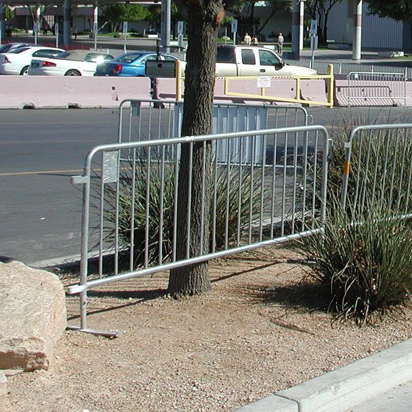 Steel barriers placed on the street
