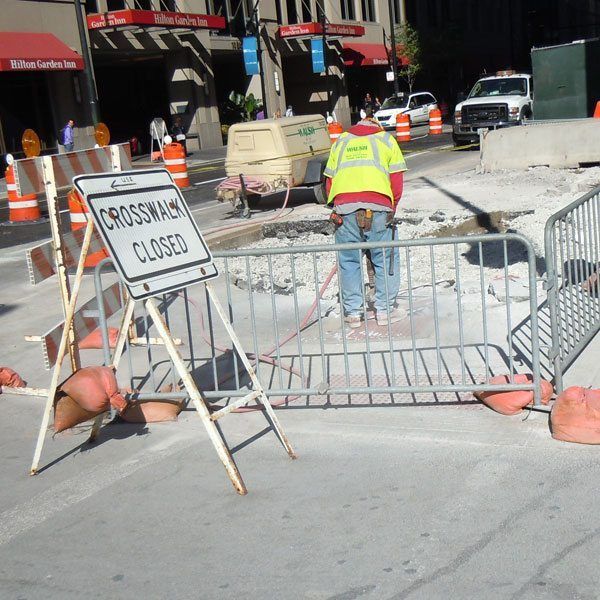 Barriers sectioning off construction zone