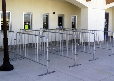 Line management with crowd control steel barriers