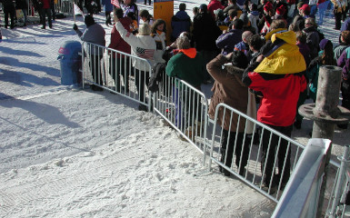 crowd control barriers at ski resort