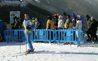 Plastic barriers at ski resort