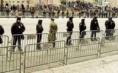 crowd control barricades at event