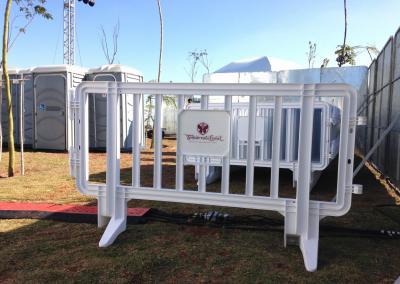 White Pedestrian Barrier With Logo