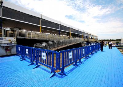 Blue Lineex Barriers Off Pedestrian Ramp