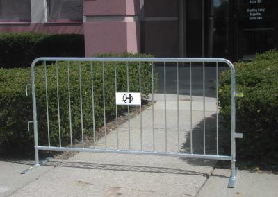 Crowd control barrier with decal sticker