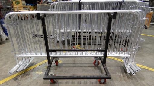 Set of Steel barrier Push Carts In A Warehouse