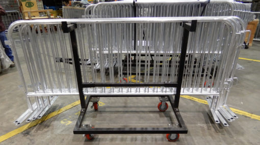 Set Of Steel Barrier Push Carts In A Warehouse